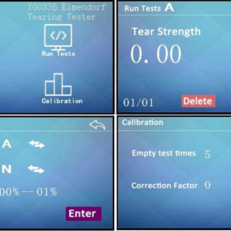 Màn hình thao tác máy kiểm tra xé vải Elmendoft